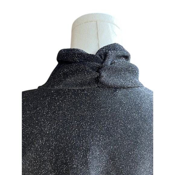 GANNI Black Metallic Stretch Knit Wrap Top, Size 42 (L-XL) - Picture 7 of 9
